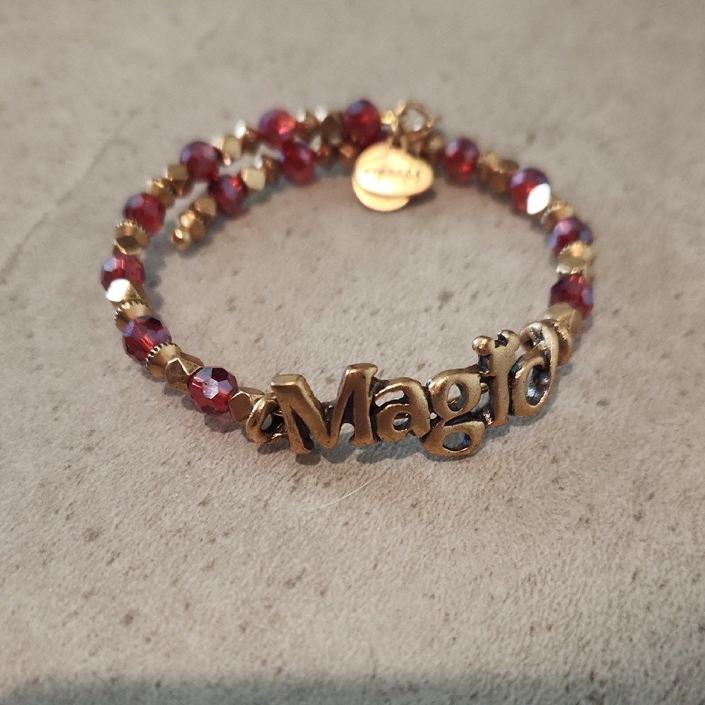 Alex and Ani Gold 'Magic' Bracelet with Red Beads